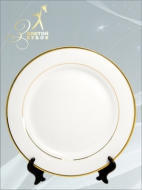 Тарелка керамическая белая с золотым кантом Plate 202 с полноцветной печатью